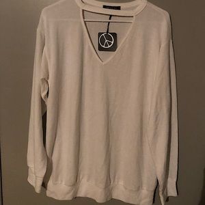 Hippie Chic Medium brand new white fluffy sweater with tags